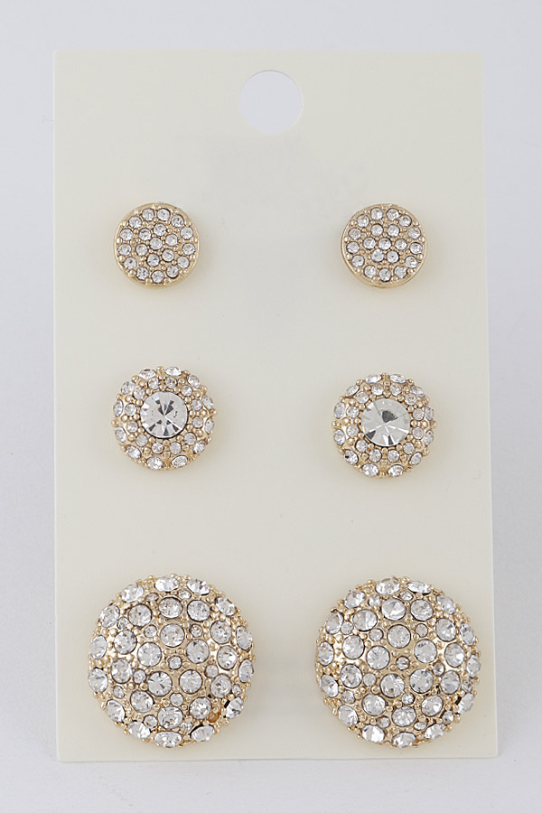 KE1029 GOLD CLEAR Luxury Fine Stud Earrings Set