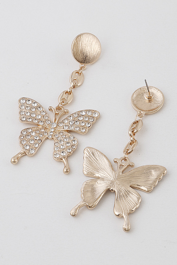 KE5065 GOLD CLEAR Luxury Butterfly Drop Earrings - Dangle Earrings