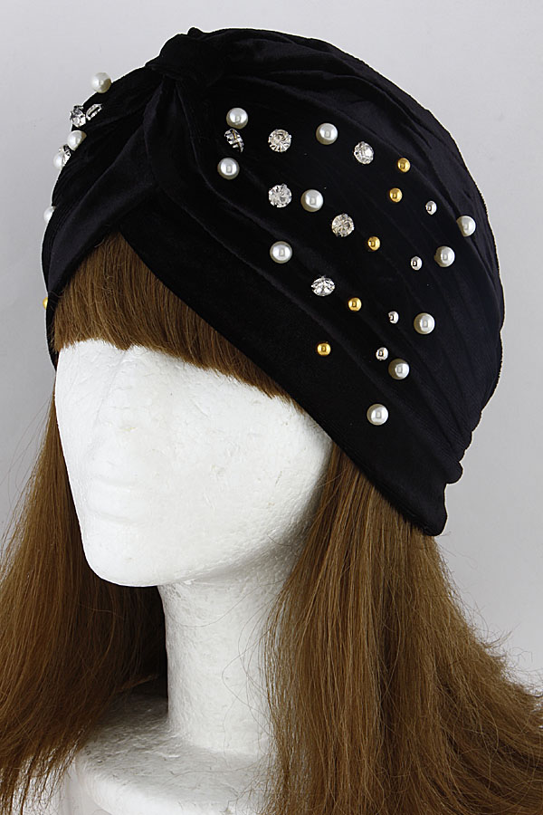 KM2214 BLACK Jewel Studded Headband 9GBC Hair Goods