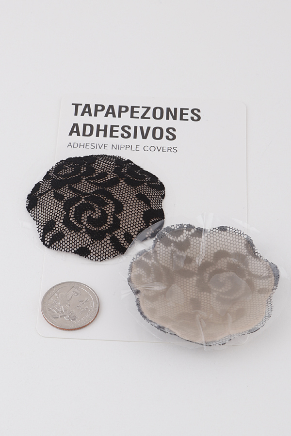 KM2940 BLACK Laced Flower Nipple Covers Design Bra