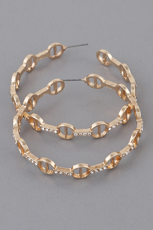 ME1607 GOLD Unique Rhinestone Hoop Earrings