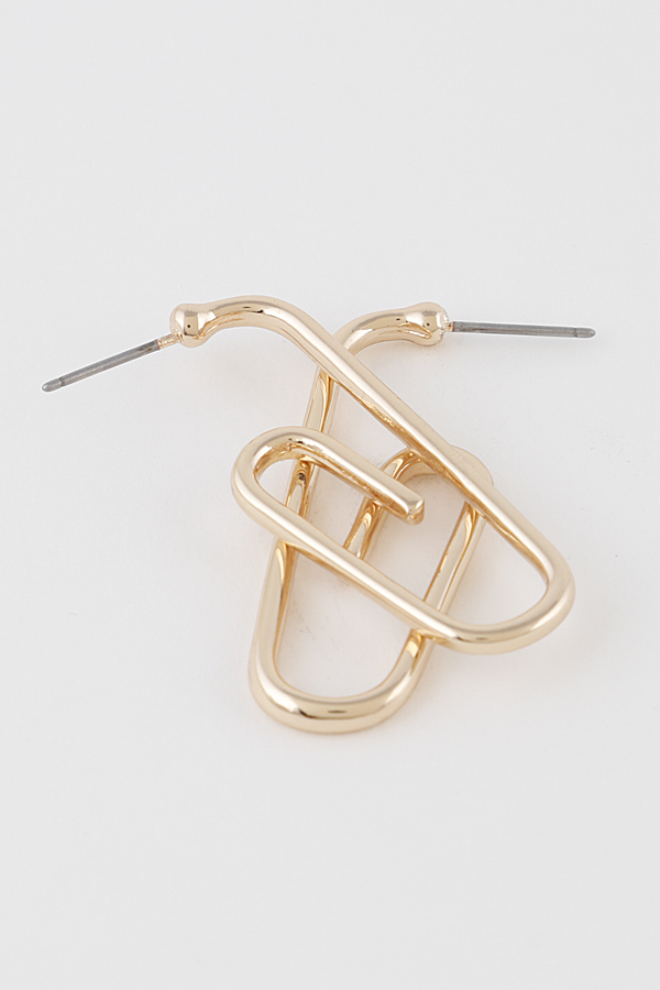 ME4692 SILVER Paper Clip Stud Earrings