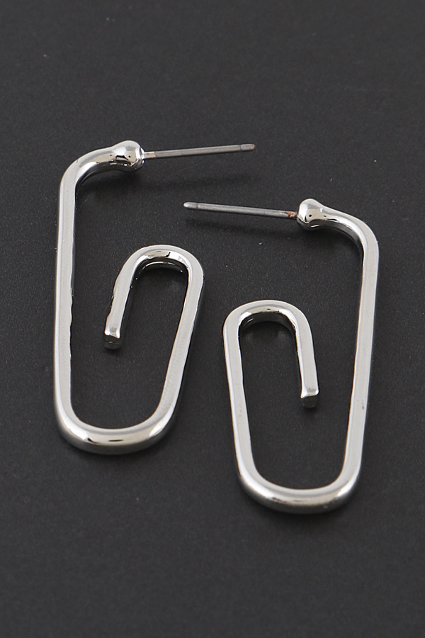 ME4692 SILVER Paper Clip Stud Earrings