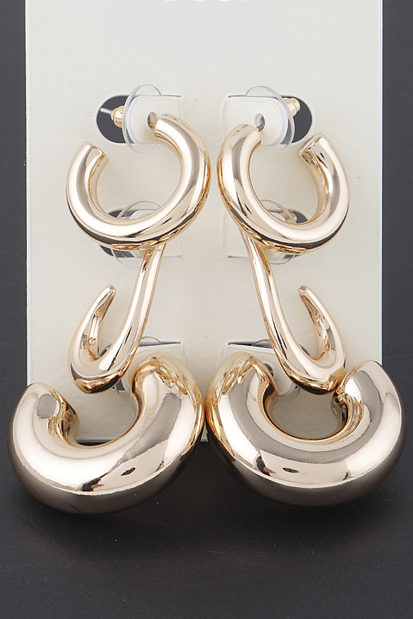 ME4902 GOLD Multi Bulky Anchor Hoop Earrings Set