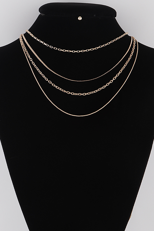 N6169 GOLD Multi Chain Necklace Chain Necklaces