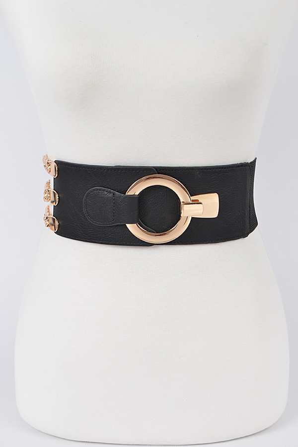 PB6306 BLACK GOLD Complicated Elastic Belt. Fashion Belts