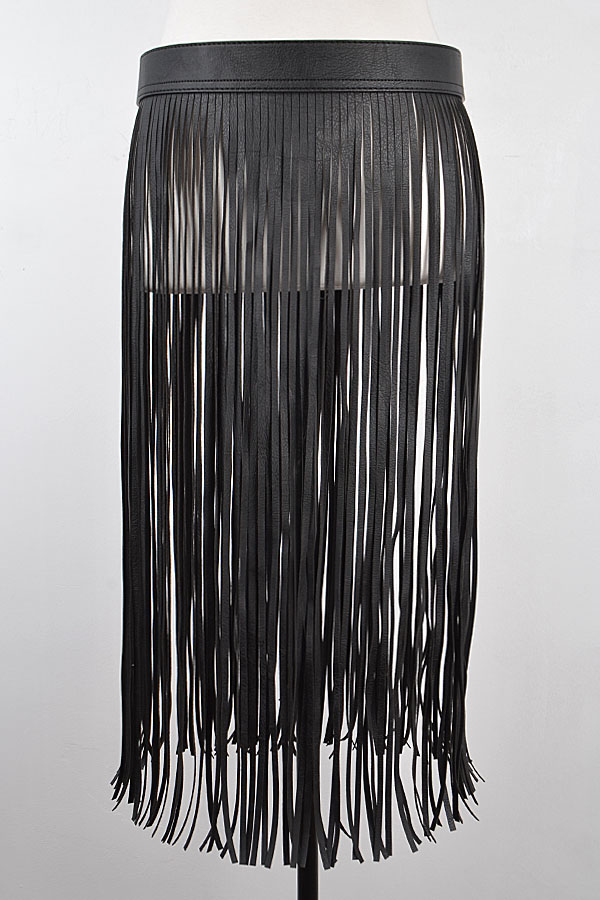 PB6706 BLACK Long Fringed Skirt Belt. Fashion Belts