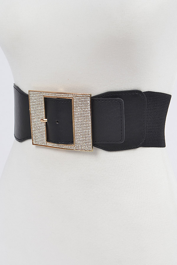 PB7154 BLACK Shiny Thick Belt. Fashion Belts
