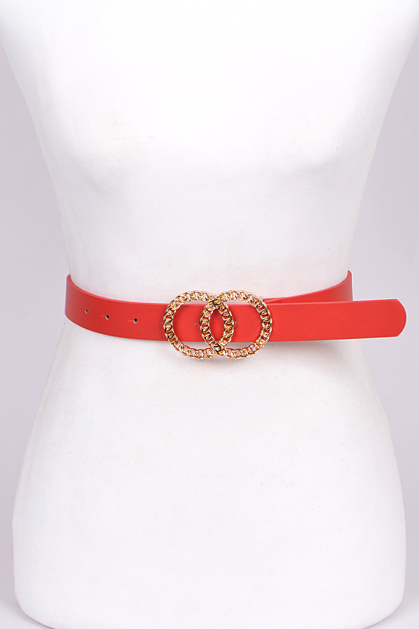 PB7390 RED Two Hoop Belt Fashion Belts