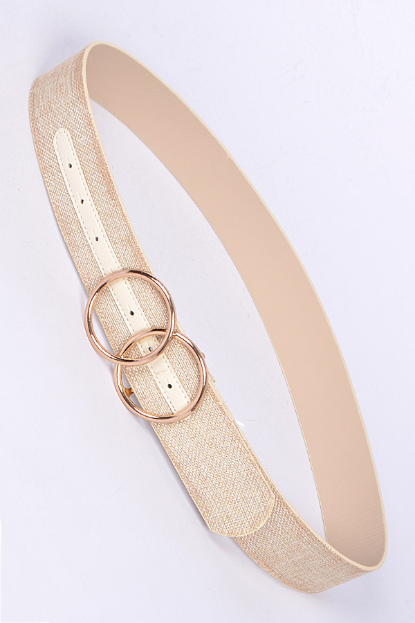 PB7401 BEIGE Double Loop Buckle Belt Fashion Belts
