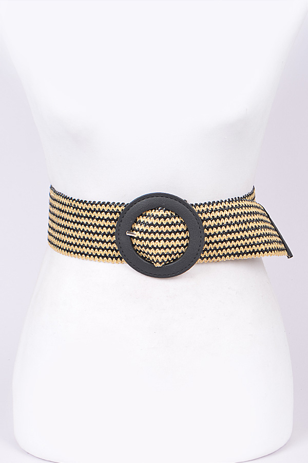 PB7418 BLACK Wrap Belt With Circle Details - Fashion Belts