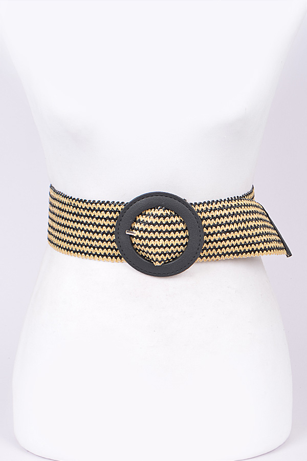 PB7418 BLACK Wrap Belt With Circle Details Fashion Belts