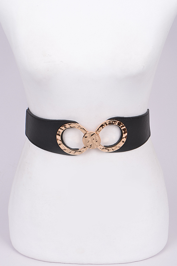 PB7476 BLACK Double Hammered Metal Hoop Loop Belt Fashion Belts