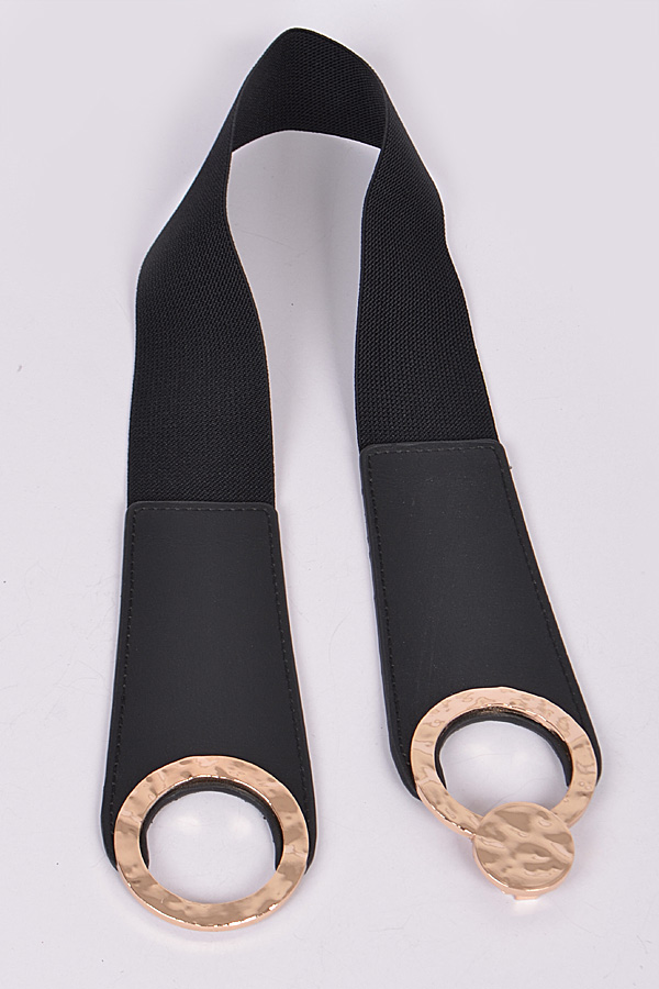 PB7476 BLACK Double Hammered Metal Hoop Loop Belt Fashion Belts
