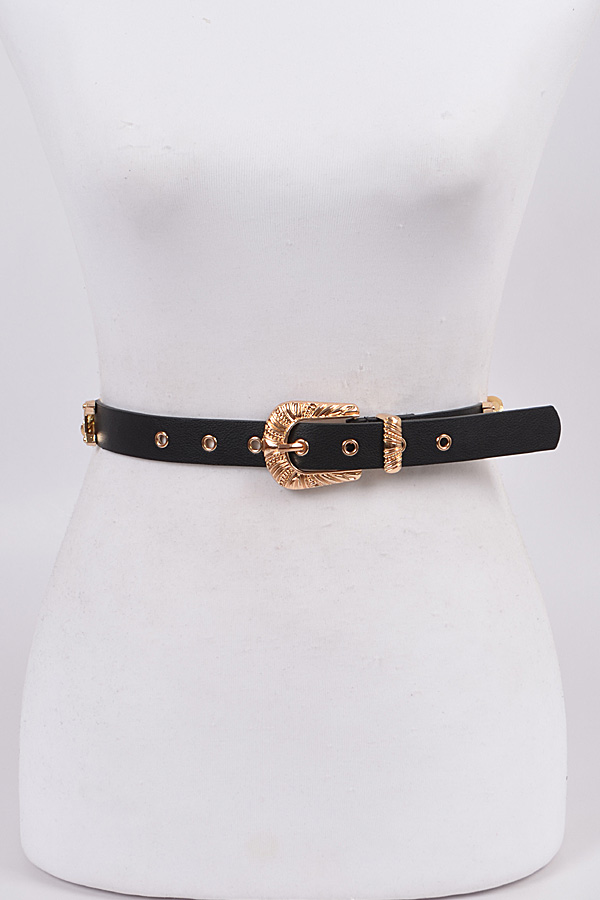 PB7546 BLACK Simple Luxury Buckle Belt - Fashion Belts