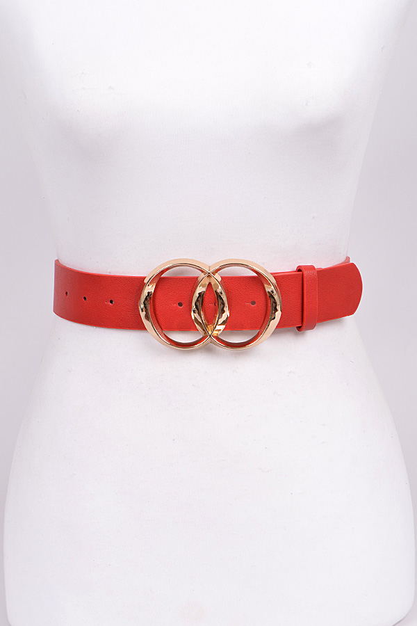 PB7565 RED Circle Hoop Buckle Belt. - Fashion Belts
