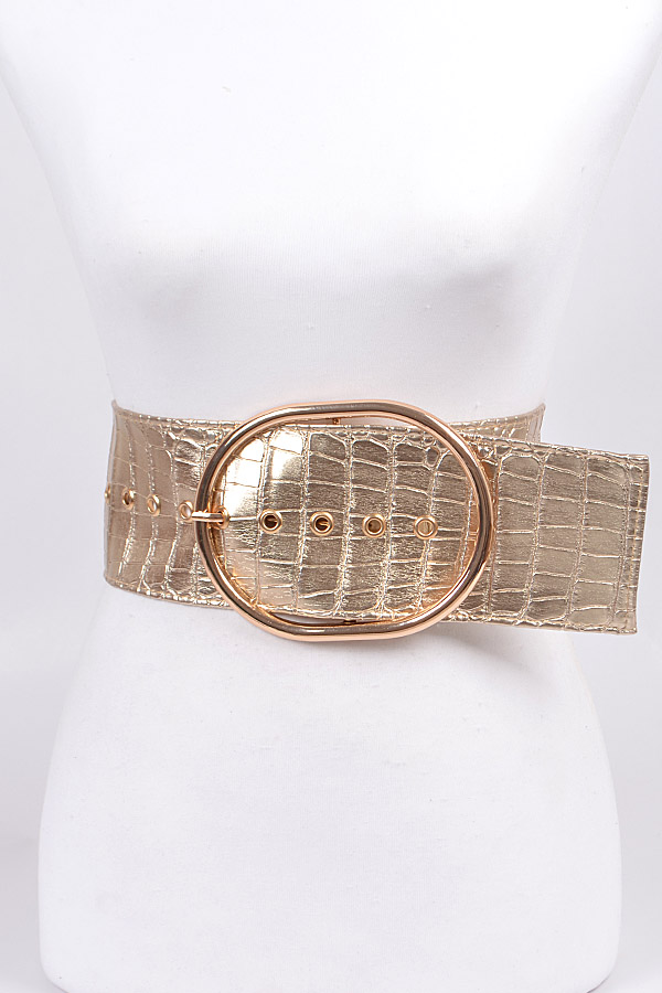PB7576 GOLD Snakeskin Waist Belt - Fashion Belts