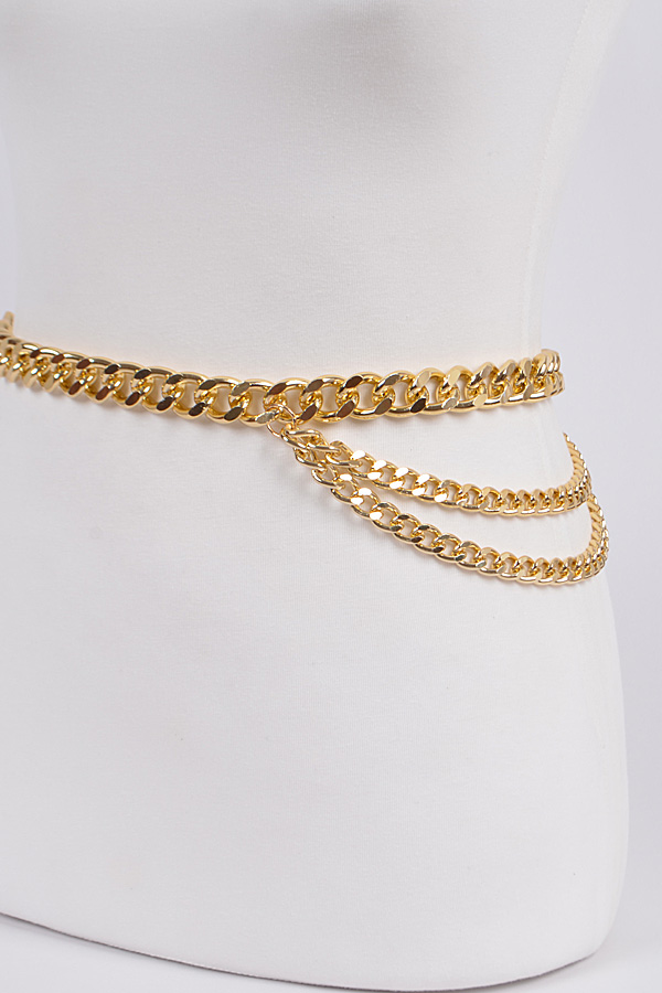 PB7674 GOLD Layered Chain Belt. Chain Belts