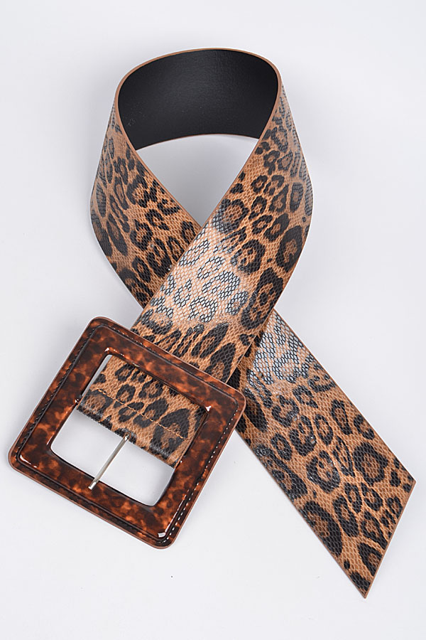 PB7686 LEOPARD Iconic Square Buckle Belt with Leopard Print. - Fashion ...
