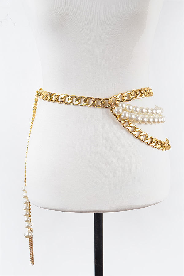 PB7924 GOLD Oversized Layered Chain Belt Chain Belts