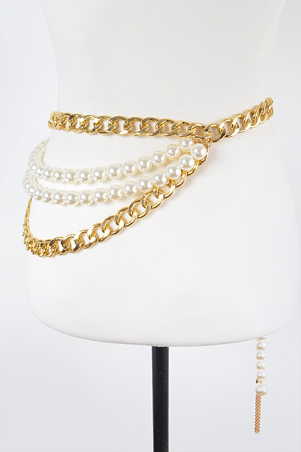 PB7924 GOLD Oversized Layered Chain Belt Chain Belts