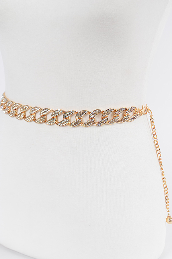PB7934 GOLD Stoned Oversized Chain Belt. Chain Belts
