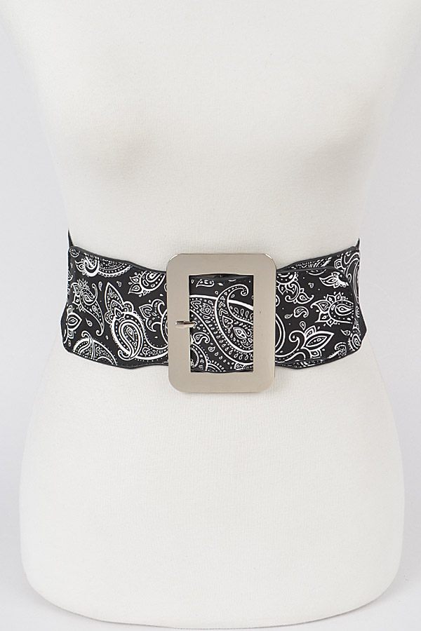 PB7973 BLACK Bandana Elastic Belt Fashion Belts