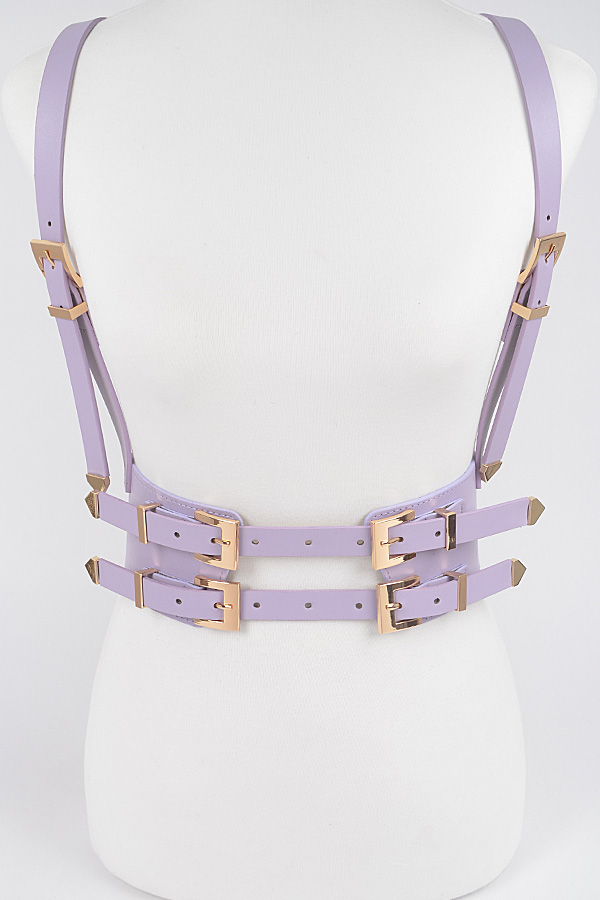 PB7978 LAVENDER GOLD Multi Buckle Harness Belt - Fashion Belts display picture 1