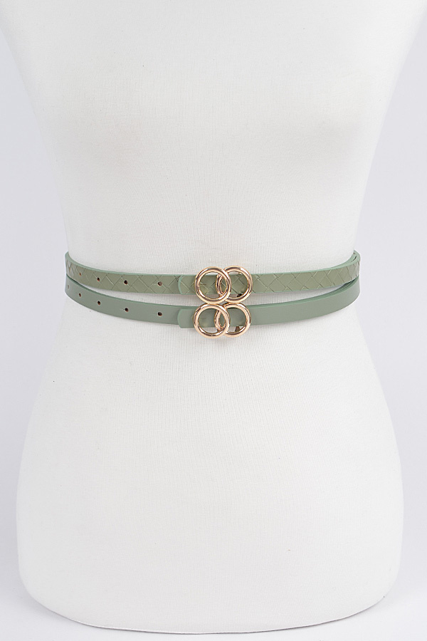 PB8177 SAGE GREEN Two Belt Set Fashion Belts