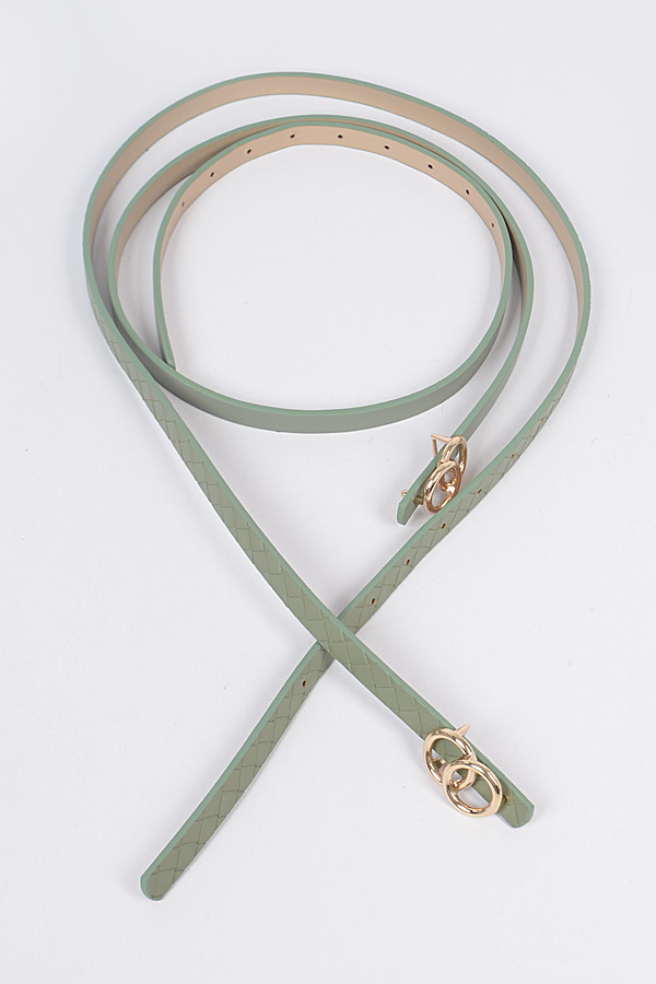 PB8177 SAGE GREEN Two Belt Set Fashion Belts