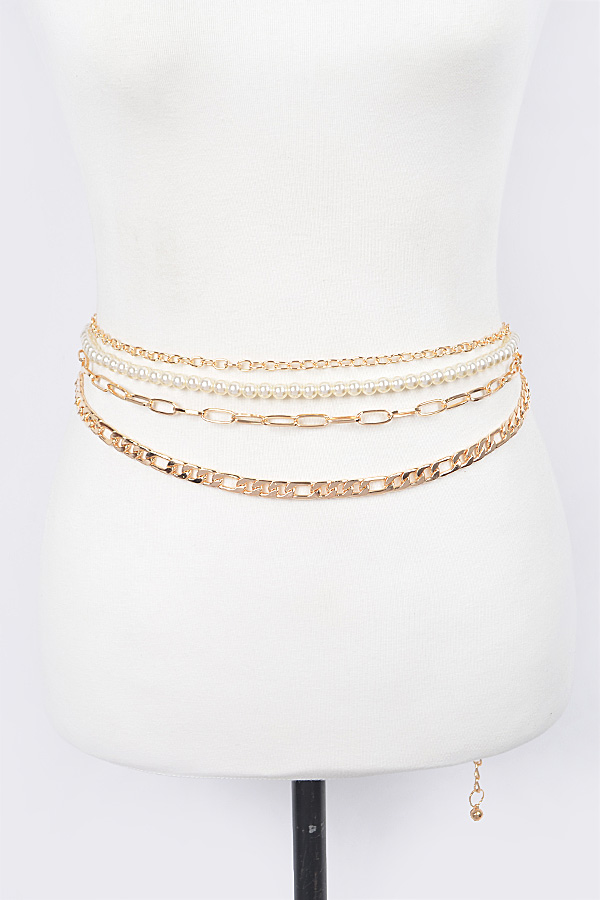 PB8248 GOLD Multi Layered Chain Belt Chain Belts