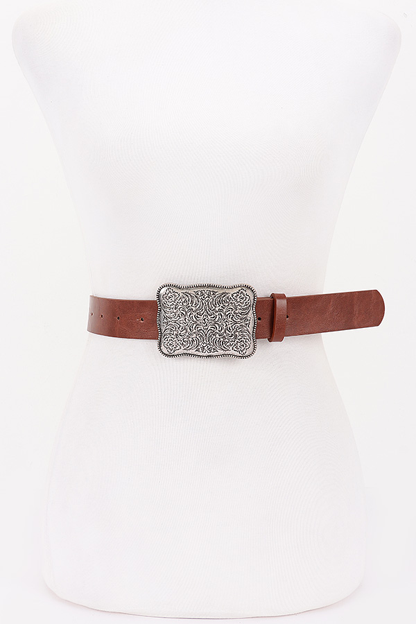 【美品】Time is on HOGATA square buckle belt 835194_0YA0N_1000_001_100_0000