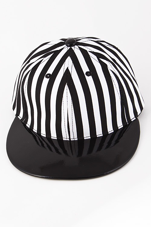 black and white striped hat
