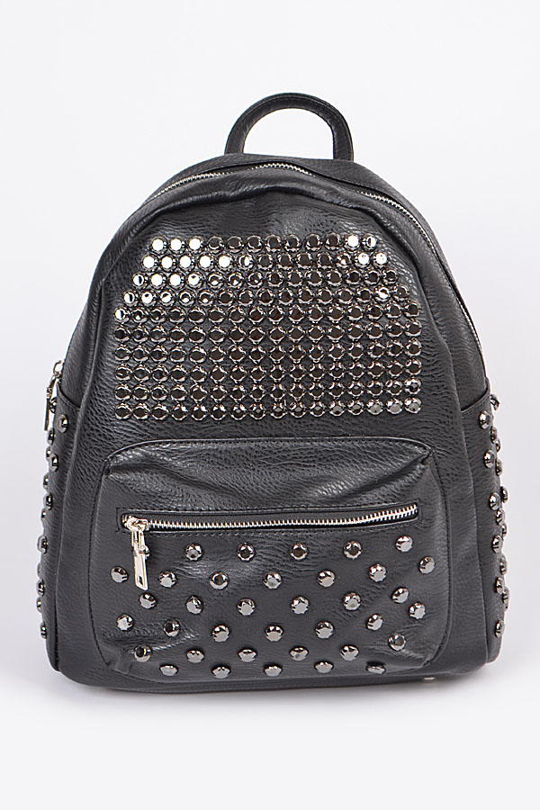 PP6532 Black Unique Backpack With Rhinestones.