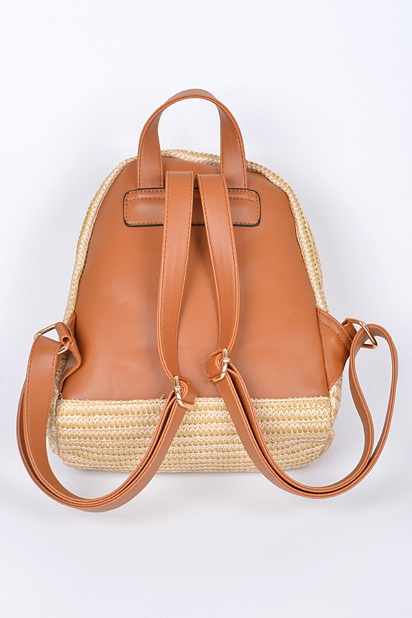 PP6673 Black Straw Backpack.