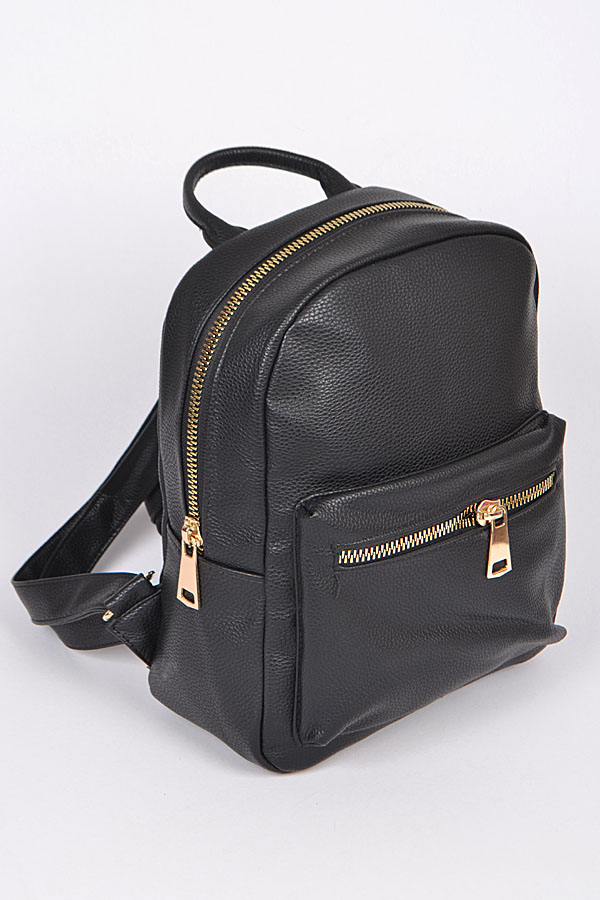 PP6809 BLACK Plain Backpack With Zipper