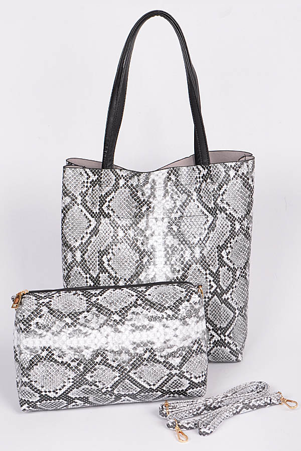 Pp6866 Black Two In One Animal Print Bag Fashion Handbags