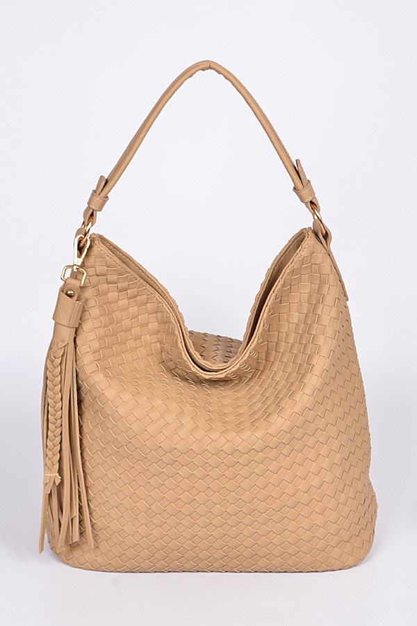PP6954 BEIGE Finely Woven Braided Handbag - Fashion Handbags
