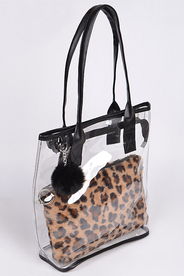 PP6986 LEOPARD Clear Bag With Leopard Pouch - Fashion Handbags