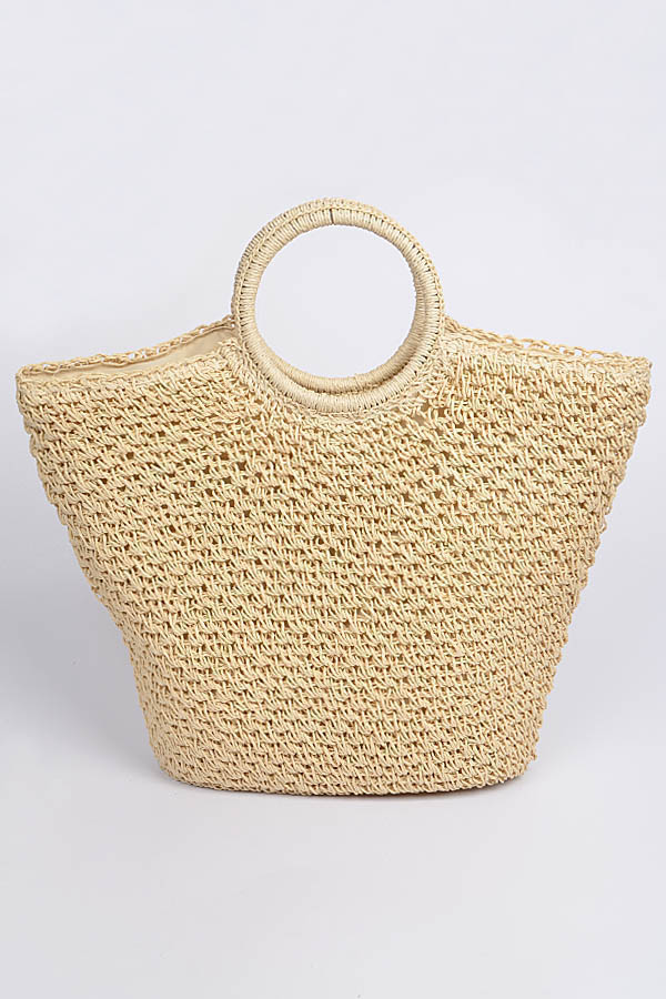 PP7032 IVORY Crochet Basket Bag - Fashion Handbags