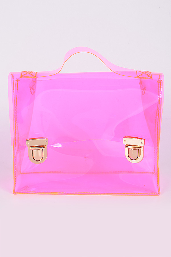 PPC5451 Neon Pink Fashionable Clear Clutch. - Newly Updated Fashion Handbags