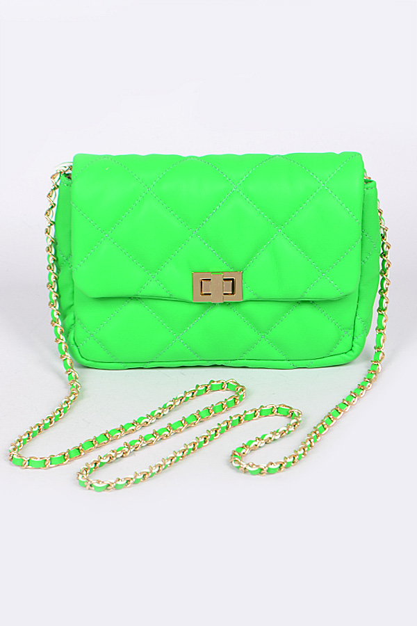 PPC6745 NEON GREEN Diamond Threaded Pastel Clutch Clutch & Wallet