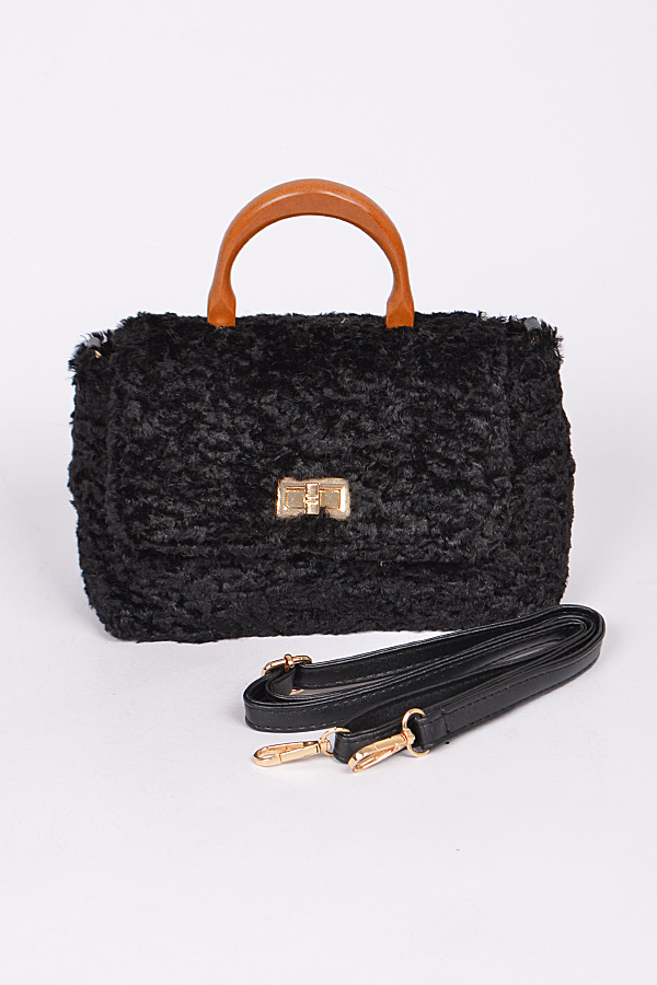 PPC6797 BLACK Faux Fur Clutch Clutch & Wallet