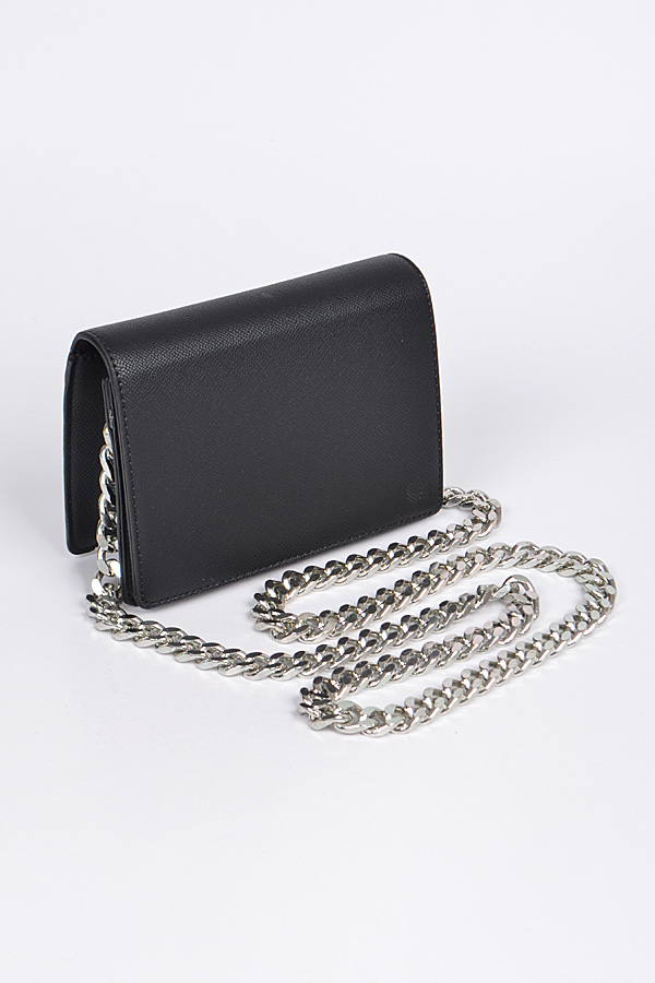 PPC7149 BLACK Small Box Clutch With Thick Chain Strap - Clutch