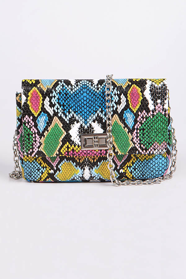 Multicolor snakeskin clutch Clearance