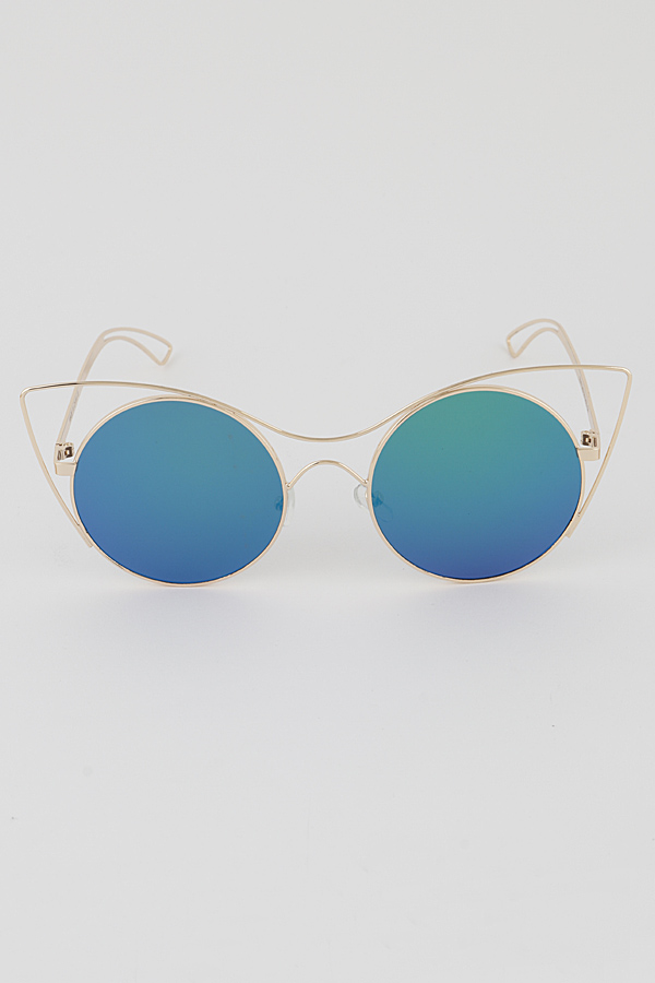 S2049 MULTICOLOR Tinted Gold Rim Round Sunglasses