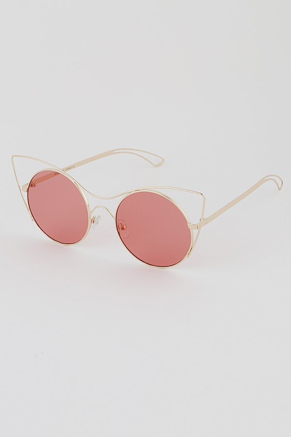 S2049 MULTICOLOR Tinted Gold Rim Round Sunglasses