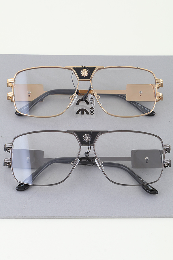 SA1064 MIX COLOR Metallic Lion Emblem Block Sunglasses