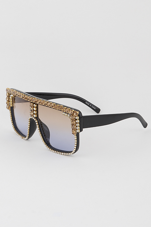 SA788 MIX COLOR Bejeweled Shield Sunglasses