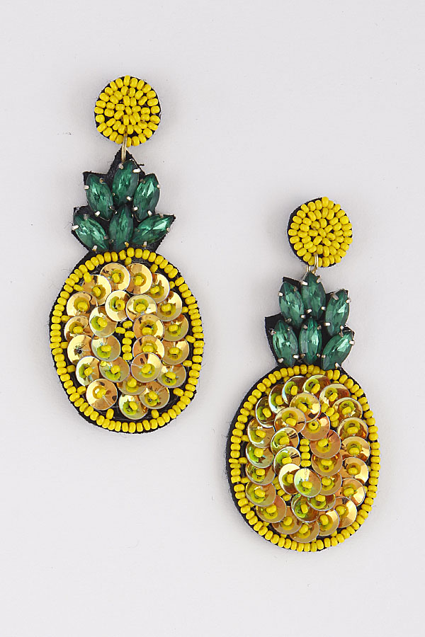 Pineapple beaded earrings Clearance
